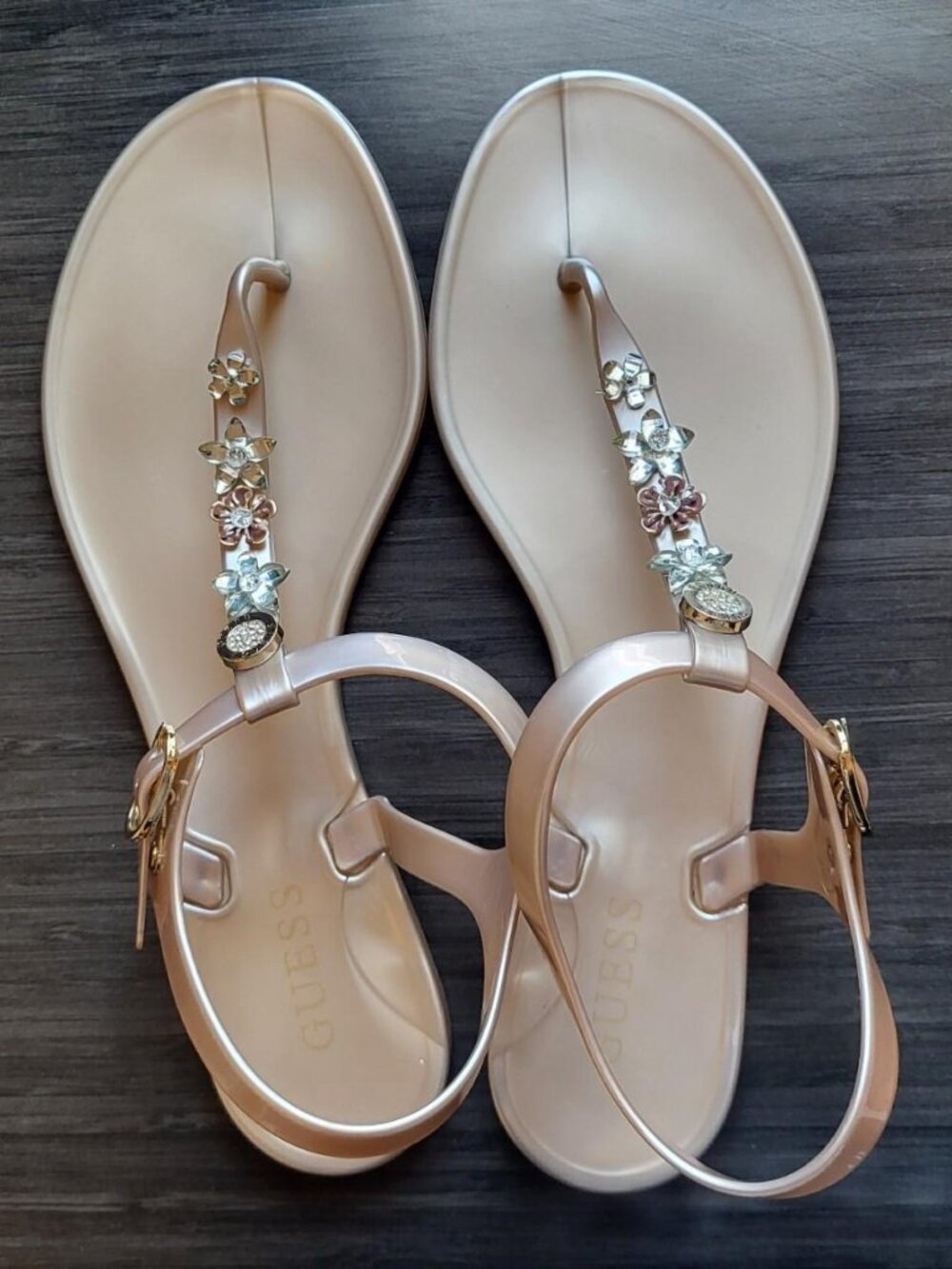 Guess Rose Gold Sandals with Rhinestones